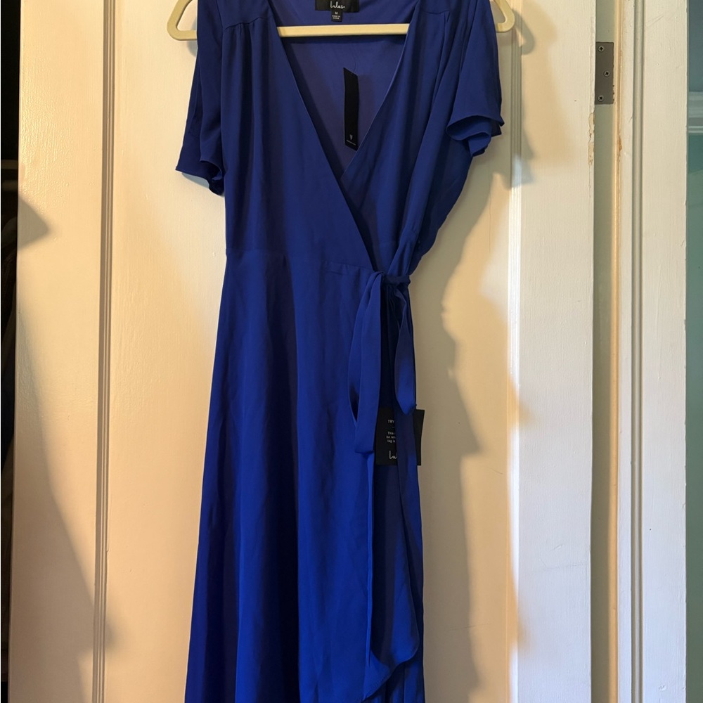 Lulu's Royal Blue Midi Wrap Dress
